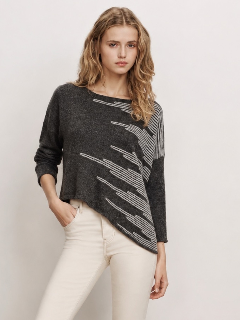 Colour 5 Power Kid Mohair Asymmetrical Slouchy Sweater Medium